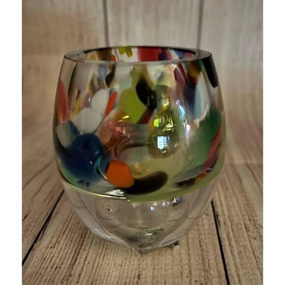 Confetti Hand Blown Candle Holder Votive Great Condition - Picture 2 of 12